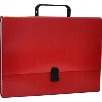 Aktovka - krabička pro kancelářské výrobky, PP, A4/5 cm, s rukojetí a zámkem, bordó