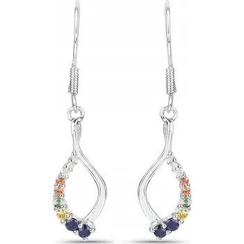 Náušnice PŘÍRODNÍ MODRÝ SAFÍR DIAMANT STŘÍBRO NÁUŠNICE