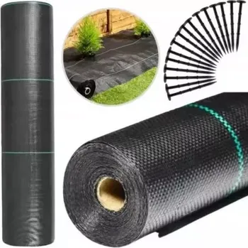 Mulčovací textilie Černá agrotextilie 160 cm x 50 m UV 90g s kotvami