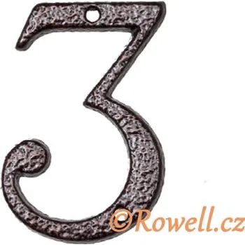 Domovní cedule C1. Číslice 80mm komaxit měď '3' (C1. Číslice 80mm komaxit měď '3' v povrchu měď. Vhodné řešení pro nábytek v interiéru.)