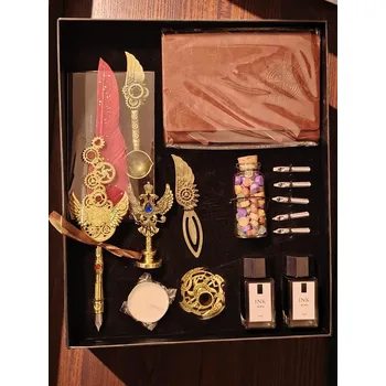 Vintage pero červené - Luxusní psací sada