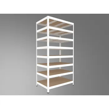 regál Kovový regál do domácnosti Biedrax 60 x 90 x 240 cm, bílý - 8 polic MDF, 300 kg