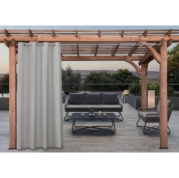 Pergola Venkovní zahradní závěs s kroužky MONTANA color 03 světle šedá, 155x260 cm (cena za 1 kus) + dárek úvaz MyBestHome + zátěžová šňůra Včetně zátěžové šňůry