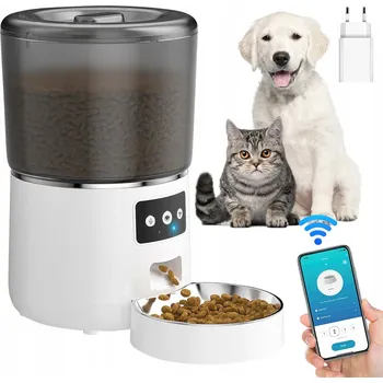 Miska pro psa AUTOMATICKÝ DÁVKOVAČ KRMIVA WIFI 4L NEREZOVÁ MISKA PROGRAMOVATELNÝ