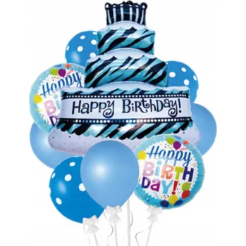 Balónek Latexové balónky HAPPY BIRHDAY MODRÉ, 9 ks