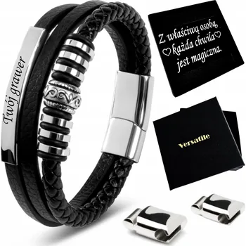 Náramek Pánský náramek kožený Versatile nastavitelný 21-24 cm s gravírováním