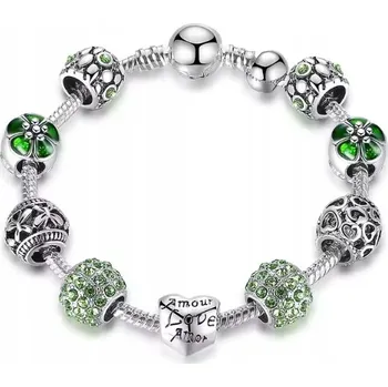 Náramek Modulární náramek + 9 přívěsků s hadmi, 1 postříbřený korálky o stříbro 9 Cm