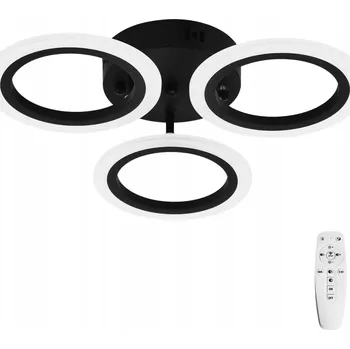 Závěsná lampa STROPNÍ SVÍTIDLO LED 3 kroužky černá, moderní DÁLKOVÝ OVLADAČ