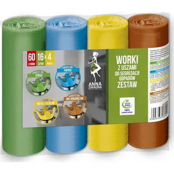 Odpadkový koš Sada košů na tříděný odpad Anna Zaradna 60 l, 4 kusy