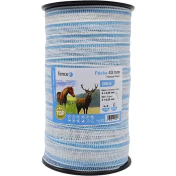 Ohradník Páska pro elektrický ohradník, šířka 40 mm, bílo-modrá, délka 200 m