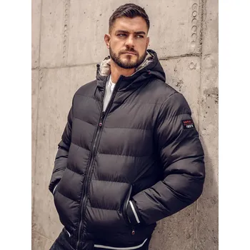 Pánská móda Černo-zlatá pánská prošívaná oboustranná zimní bunda Bolf 7417A - S