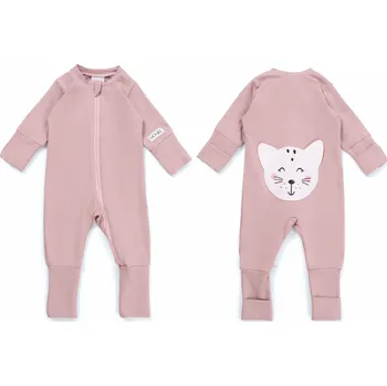 Kojenecký overall Moniel Dětský rostoucí overal Kočka Pastel růžová Velikost: 92/98 cm