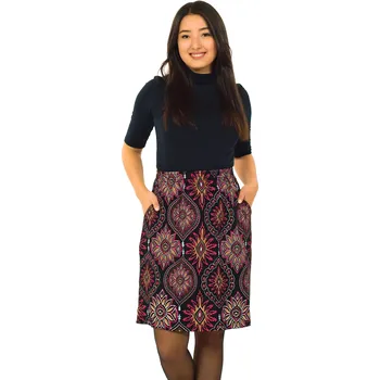 Dámská sukně Himalife Sukně Kara - černá s červenou Velikost: XXL/3XL - Móda pro plnoštíhlé, Oblečení nadměrné velikosti