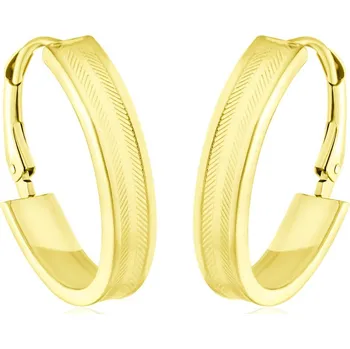 Náušnice GEMMAX Oválné zlaté dámské náušnice se zdobným gravírováním – zlatý šperk ryzosti 585/1000 v Dárkovém balení s Certifikátem GLEYN-03350