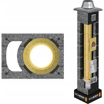 Komín Systémový komín Scheier komínový systém fi 200 4 m, zateplený komplet 36x49