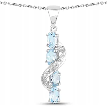 Přívěsek STŘÍBRNÝ PŘÍVĚSEK S PŘÍRODNÍM MODRÝM TOPAZEM A DIAMANTEM