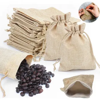 Obraz Jutový sáček se stahovací šňůrkou 9x12 cm hnědý 50 ks