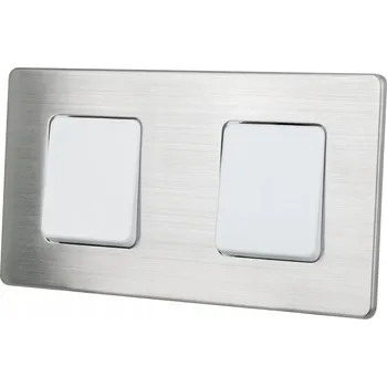 vypínač DVOJITÝ KŘÍŽOVÝ VYPÍNAČ SVĚTLA BÍLÝ OCEL KARTÁČOVANÁ PREMIUM
