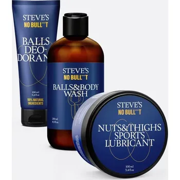 Intimní hygienický prostředek Steve’s Stevův Balls & Goals Set – výhodná sada intimní péče s gelovou, lubrikační a deodorantovou ochranou Výhodný set intimní péče – sprchový gel, sportovní lubrikant a intimní deodorant