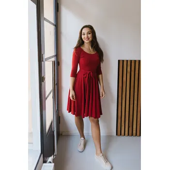 Dámské šaty Šaty Osudová Marta s 3/4 rukávem, vyšší gramáž, tmavě červené Velikost: M