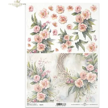 Výtvárné potřeby Rýžový papír na decoupage ITD - Květinový, 3D efekt - R2379