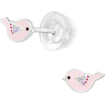 Náušnice Prstýnkárna Dětské stříbrné náušnice Ptáček růžový AG 925 ≤ 0,5 g