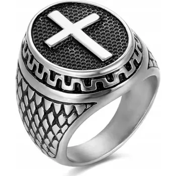 Prsten Stříbrný Antický Pánský Prsten Pečetní Prsten Vintage Punk Křížek OCEL
