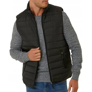 8XL Velká pánská prošívaná černá vesta celoroční