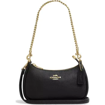 Módní doplněk COACH Kabelka Teri Mini Crossbody Bag Pebbled Leather Gold Black