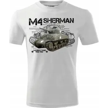 Pánské oblečení Tričko STRIKER TANK M4 Sherman Tričko : Bílá, Velikost: S