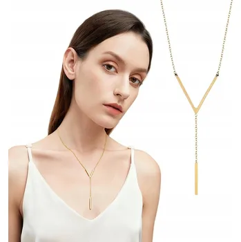 Náhrdelník Náhrdelník z porcelánu, zlatý, jemný, elegantní, titanový, nerezová ocel, tvar Y
