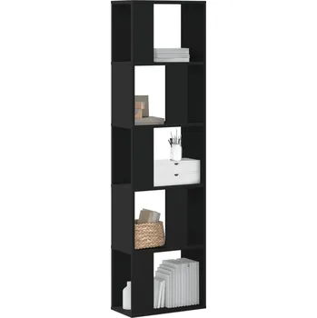 vidaXL Knihovna 5patrová černá 45 x 23,5 x 162,5 cm kompozitní dřevo