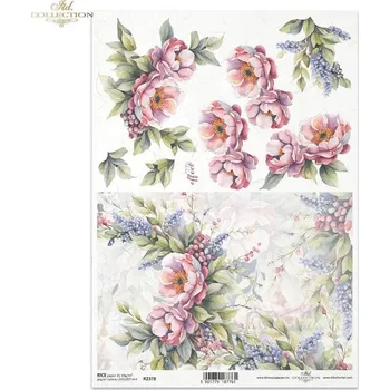 Umělecký papír Rýžový papír na decoupage ITD - Květinový, 3D efekt - R2378