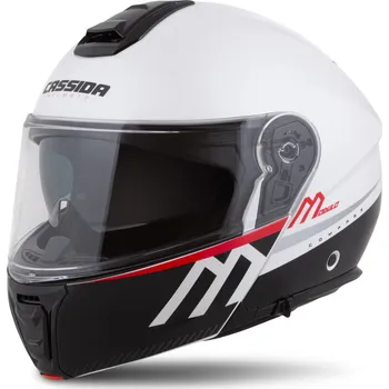 Helma na motorku Přilba Modulo 2.1 Compass, CASSIDA (bílá perleť/černá/červená/stříbrná, plexi s přípravou pro Pinlock) 2026 (Velikost: L (59 až 60 cm))