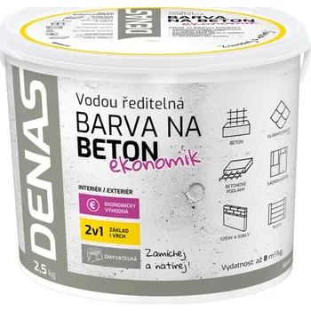 barva na zeď DENAS BETON EKONOMIK barva na beton, 0110 šedý, 2,5 kg
