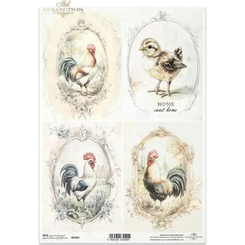Výtvárné potřeby Rýžový papír na decoupage ITD - Jaro, kohouti - R2562