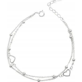 Náramek Bransoletka stříbrná Srdce nastavitelná