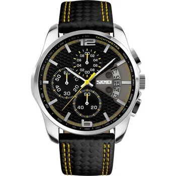 Hodinky Pánské hodinky skmei analogové, kožený řemínek, chronograf, datumovka