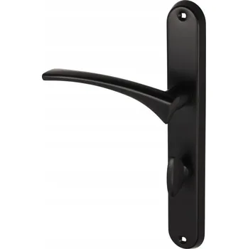 Dveřní kování Interiérová dveřní klika s dlouhým štítkem WC levá, černá matná