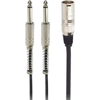 Bespeco BT2700MBIS (Propojovací kabel XLR (samec) - 2 x Mono Jack 6.3mm, délka kabelu 3m, barva: černá)