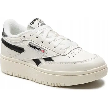 Dámské tenisky REEBOK CLUB C DOUBLE DÁMSKÉ SPORTOVNÍ BOTY S KŮŽÍ BÍLO-ČERNÉ 38,5