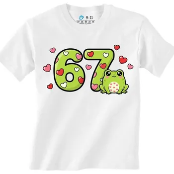 Chlapecké tričko Dětské tričko Žabí Meme 67 Six Seven (Velikost: 5-6, Barva: Bílá)