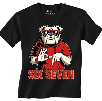 Chlapecké tričko Dětské tričko Anglický buldok v Mikině 67 Six Seven (Velikost: 5-6, Barva: Černá)