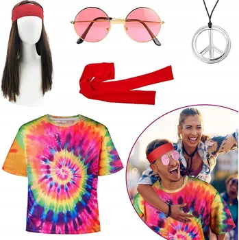 Karnevalový kostým Kostým, kostým hipísák unisex, paruka 60. a 70. léta retro, karneval, ples