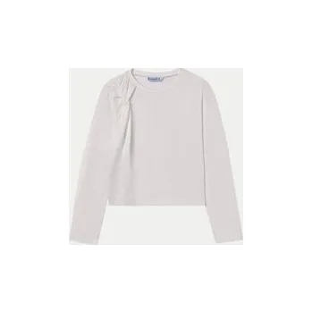 Dívčí tričko Mayoral dětská halenka s dlouhým rukávem bavlna béžová, velikost 152