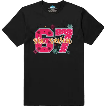 Pánské tričko Pánské tričko Vánoční 67 Six Seven Meme (Velikost: XL, Barva: Černá)