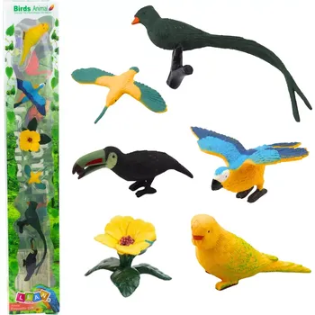 Figurka Sada mini figurek exotických ptáků Hibiscus žlutý 4-11 cm 6 ks