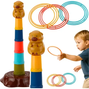 Desková hra Dětská házecí hra s kroužky kapybara – 5úrovňová věž