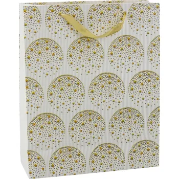 Dárková taška Dárková taška se zlatými hvězdičkami, bílá, 32 × 26 × 12 cm