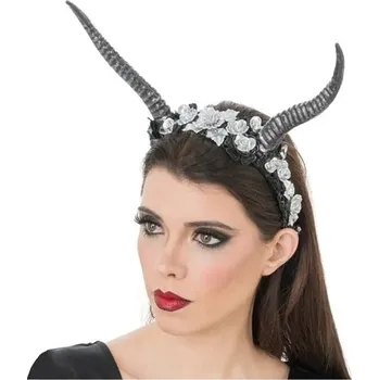Karnevalový doplněk CHAKS Čelenka s rohy a stříbrnými květy